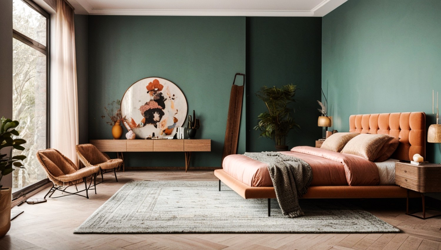 meble do sypialni w stylu mid century modern